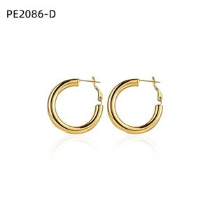 Pendientes de aro Amy Amy, joyería clásica de acero inoxidable chapada en plata para mujer, PE2086 - Product Image 3
