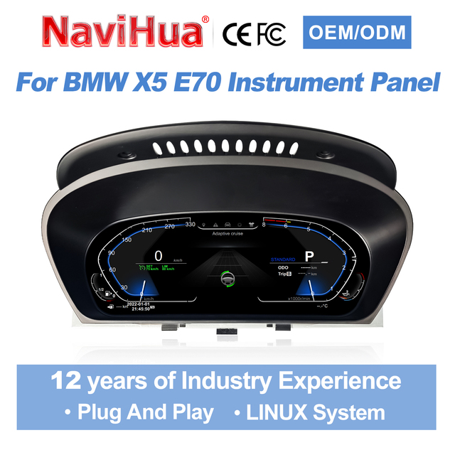 NaviHua New Arrival 12.3'' LCD Dashboard Car Digital Cluster Auto Speedometer Linux System Instrument  for BMW X5 E70 2006-2013