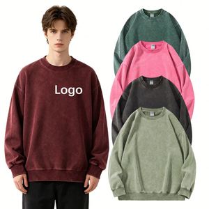 Sweat à capuche vintage personnalisé pour homme 2026, logo surdimensionné, effet délavé à l'acide - Product Image 1