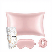 Taie d'oreiller en soie 100% de luxe avec logo personnalisé, masque pour les yeux et chouchou - Taie d'oreiller de sommeil écologique