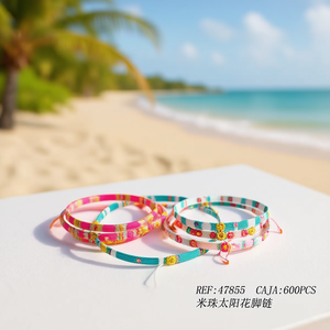 Cavigliere alla moda con perline colorate regolabili per donne e ragazze, stile estivo - Product Image 3