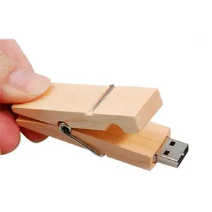 Wood Peg USB Flash Drive 4GB 8GB 2.0 Clip Pen drive Gift 16GB 32GB 3.0 USB Memory Stick 2GB Wooden Thumb Drive with Custom Logo