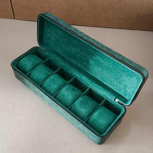 Boîte à montres en cuir à 5 emplacements, directement de l'usine, organiseur de montres de luxe, boîte à montres de marque verte célèbre, logo personnalisé disponible - Product Image 1