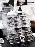Organisateur de lunettes de style tiroir, présentoir de lunettes de soleil multi-niveaux en acrylique pour bureau, anti-poussière et résistant aux chocs