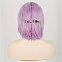 Perruque synthétique KPOP Demon ajustable, ondulée, sans colle, avec dentelle frontale, longueur moyenne 40 cm, violet clair, pour cosplay, vente en gros