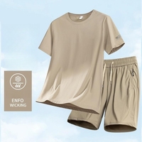 Ensembles de sport 2026 en soie glacée, séchage rapide, respirants, pour hommes et femmes, T-shirt et short anti-humidité, tenues de gym 2 pièces pour la course à pied