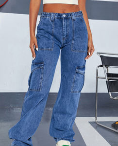 En stock OEM <span class=keywords><strong>Pantalon</strong></span> <span class=keywords><strong>cargo</strong></span> en denim stretch grande taille 12-24 pour femmes-Jogging tactique à jambe droite avec poches <span class=keywords><strong>Pantalon</strong></span> de travail - Product Image 2