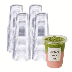 Vasos Desechables Ecológicos de PET Transparente con Logotipo Personalizado, 12oz/14oz/16oz/18oz/20oz/24oz, 98mm de Diámetro, para Smoothies y Café Frío - Product Image 1