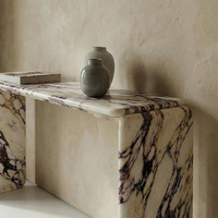 Table console moderne en marbre naturel sur mesure OEM avec design cannelé en pierre, taille personnalisée pour projets hôteliers, cuisines et commerces