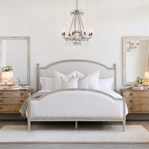 עיצוב עכשווי מודרני עץ מיטת קיר צרפתית כפרי בסגנון הבליה גימור לבן המלכה המלכה קינג רהיטי חדר שינה - Product Image 1