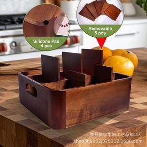 Wooden Cutlery <b>Rack</b> 10.5x10x3.8 In Kitchen Organizer Storage Box With Dividers For Utensils <b>Plates</b> Silverware - Product Image 2