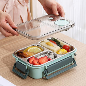 Luxury Kids Bento Lunch Box 304 Stainless Steel Portable Handle School Food <b>Container</b> for Children - Product Image 4