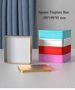 Boîte à biscuits en métal rouge carrée, boîte <span class=keywords><strong>de</strong></span> rangement alimentaire pour la pâtisserie <span class=keywords><strong>de</strong></span> Noël, emballage et cadeaux <span class=keywords><strong>de</strong></span> fête - Product Image 3