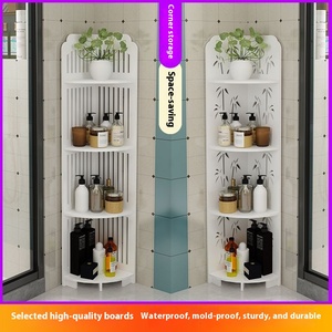 Đứng loại góc nhà vệ sinh tam giác giá nhựa phòng tắm lưu trữ Kệ cho phòng tắm Dễ dàng cài đặt làm sạch - Product Image 2