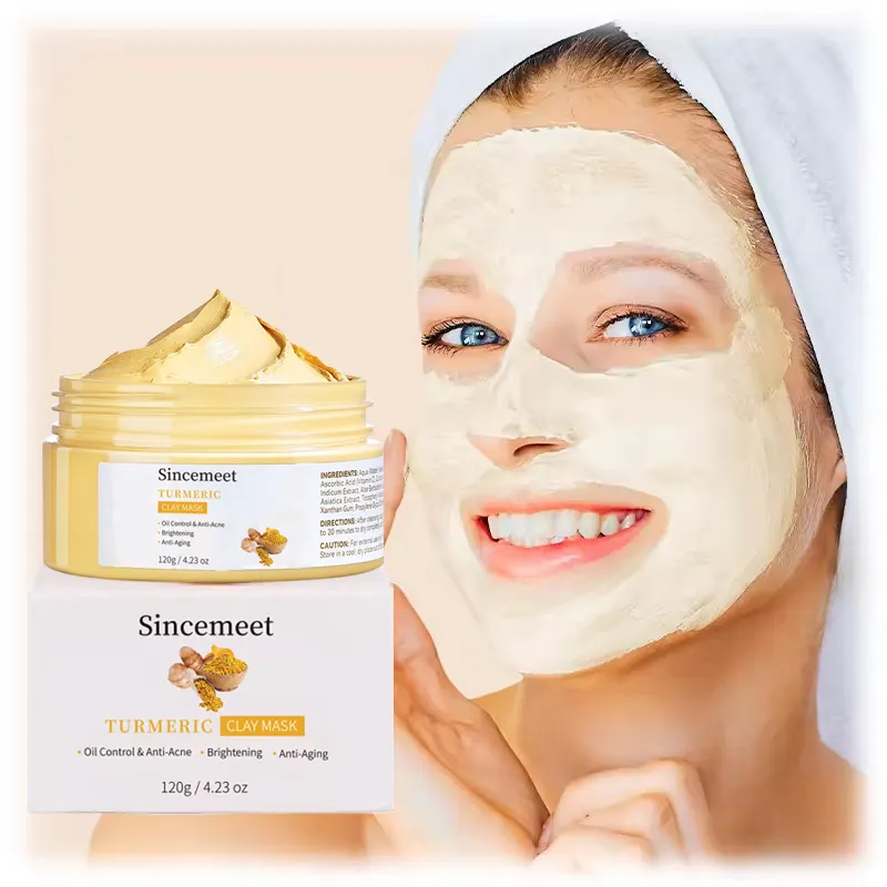 Visage Éclaircir la peau Élimination des points noirs Anti acné Bio Blemish Cleansing Curcuma Clay Mask