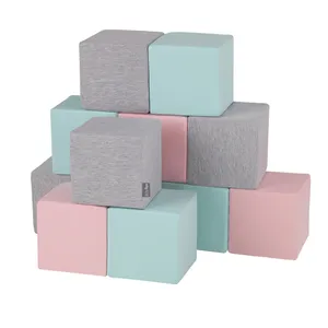 Château gonflable et blocs souples jouets de jeu gris vert rose mélange doux jouer fosse intérieure