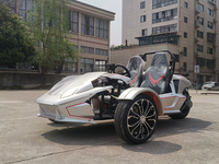 Tricycle Inversé de Course 350cc à Essence T-Rex Fantaisie Argenté Adulte à Corps Ouvert avec 3 Roues pour Passager
