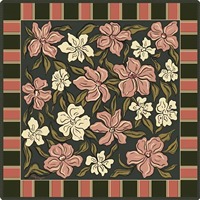 Tapis de table de mahjong de style américain, imprimé floral vintage dessiné à la main, bordure rayée, dos en caoutchouc antidérapant, carré, durable, respectueux de l'environnement