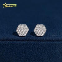Boucles d'oreilles clous en argent sterling 925 avec moissanite, design inversé, bijoux étincelants, cadeau hip-hop, pour usage quotidien et soirées