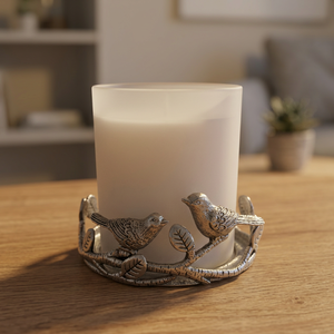 HIGH QUALITY <b>SILVER</b> HOME ORNAMENT RUSTIC STYLE <b>CANDLESTICK</b> HOLDER DECORATIVE BIRD DESIGN ZINC ALLOY PLATED VALENTINE'S DAY MADE - Product Image 2