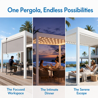 Pergola extérieure intelligente à lames orientables en aluminium, design moderne grainé, capteur de pluie automatique, contrôle par application, éco-responsable, inspirée de la nature, RGB