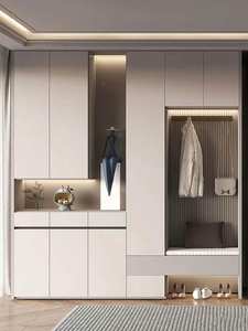 Custom Modern Wooden Entryway <b>Shoe</b> Cabinet with Seating Waterproof Storage Solid Wood for Hotels Apartments Schools - Product Image 3