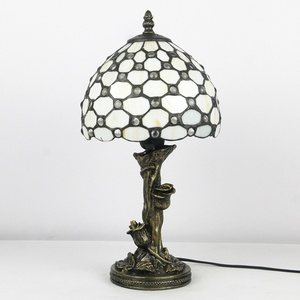 LongHuiJing 8 Inch Retro Pteris Beads Stained Glass Tiffany Style <b>Bedside</b> Reading Lamp - Product Image 3