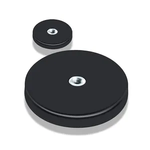 Magnet Dilapisi Karet, Dasar Magnet Neodymium 26LBS, Magnet Dudukan Kuat Magnet Stud Hitam Magnet Bumi Langka untuk Bar Cahaya