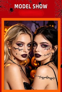 Pegatinas Faciales de Telaraña Gótica para Halloween, Tatuajes Temporales de Dibujos Animados Resistentes al Agua para Niños, Disfraces para Fiestas de Halloween - Product Image 4