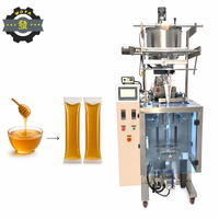 Machine de conditionnement automatique de pâte liquide pour miel, confiture et beurre de cacahuète, PLC 300g, remplissage de petits sachets et scellage arrière