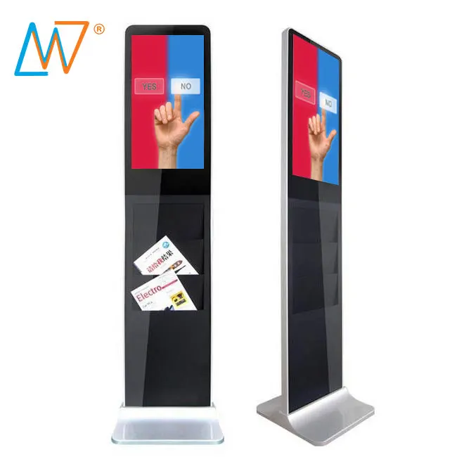 21.5 Inch Wifi Android TV LCD Brochure Advertising Display Floor Stand 22 Inch Touch Screen Kiosk With Brochure Holder