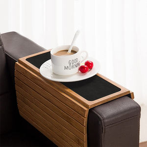 Aanpasbare Opvouwbare Bamboe <span class=keywords><strong>Sofa</strong></span> Arm Dienblad Tafel Met Afstandsbediening Houder Anti Slip Mat - Product Image 5