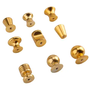 Round Brass Drawer Handle Wardrobe Door Cabinet Pulls Single Hole Gold Small Bedroom Furniture Hardware Fitting