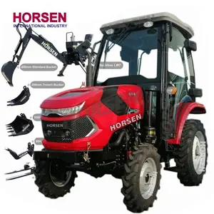 HORSEN China tractor 30hp 4 in one bucket with 4 ft slasher and pallet forks for sale made in china