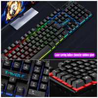 Clavier et souris filaires pour jeux T-WOLF TF200, 104 touches, combo clavier et souris LED, clavier espagnol, russe, arabe, combo clavier et souris filaire, ensemble de bureau