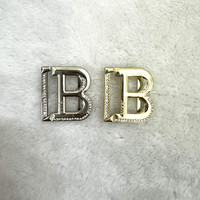 Boucle de ceinture de haute qualité avec strass intégrés, lettre B, inspirée des créateurs, en alliage électroplaqué, 3cm*3.3cm, accessoire de mode
