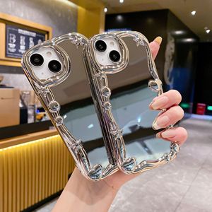 Custodia per telefono in TPU stile femminile per <span class=keywords><strong>iPhone</strong></span> 11 12 13 14 15 16 Pro Max placcato argento custodie a specchio popolari - Product Image 6
