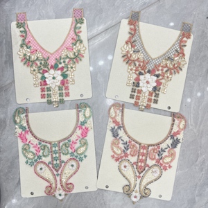 ชุดมุสลิมคอเสื้อลูกไม้ปักลายดอกไม้ลูกปัดสำหรับ3D คอปกด้านหน้าสไตล์แอฟริกันแบบกำหนดเอง - Product Image 3