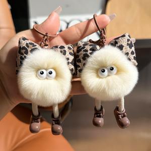Llavero de Peluche con Forma de Lazo y Estampado de Leopardo, Accesorio para Bolsos, Colgante 3D, para Manualidades, Venta al Por Mayor - Product Image 4