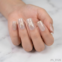 Ongles à presser effet œil de chat nude, or et orchidée, ongles carrés courts brillants, ongles acryliques réutilisables, lot de 24 pièces pour salon