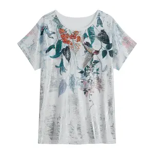 Nueva moda de talla grande de algodón puro con estampado de dibujos animados camiseta de Color sólido suelto lijado Casual pulóver Sudadera Mujer primavera nuevo