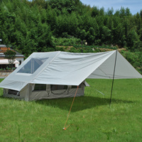Tente gonflable pour 6 personnes avec auvent détachable, tente de camping gonflable, tente chaude avec cheminée et fenêtre de toit, tentes de camping gonflables