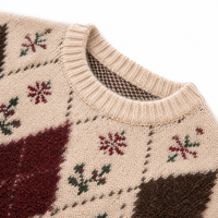 Pull tricoté personnalisé ODM/OEM pour homme, motif Argyle de Noël, flocon de neige, sapin, houx, anti-plis, anti-rétrécissement