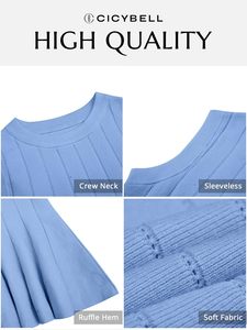Cicy <span class=keywords><strong>Bell</strong></span> Kadın Fitilli Peplum Kolsuz Bluzlar ve Bluzlar-Düz Örme Bisiklet Yaka Kolsuz Günlük İş Kıyafetleri - Product Image 6