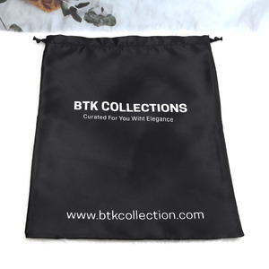 Bolsa de satén negra al por mayor OEM con logotipo personalizado, para ropa, cabello, pelucas, embalaje, bolsa de seda antipolvo - Product Image 4