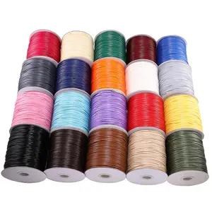 10M/Lot 1mm-2mm Leather Line Waxed Cord Cotton Thread String Strap Necklace Rope Bead Bracelet for DIY Jewelry Making Supplies