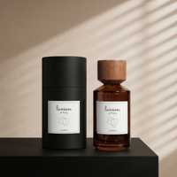 Flacon de parfum de luxe en verre ambré vide de 100 ml avec couvercle en bois, flacons pulvérisateurs cylindriques de 50 ml pour cosmétiques avec boîte noire
