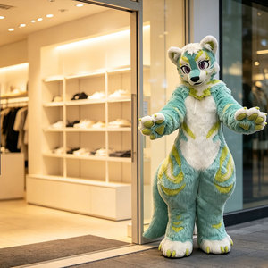 Costume de mascotte féline Fursuit personnalisé, en fourrure complète épaisse et moelleuse, avec correspondance des couleurs, pour dérivés d'animation, tenue de cosplay pour exposition et anthro - Product Image 6
