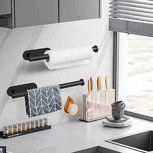 <span class=keywords><strong>Portarotolo</strong></span> da Cucina in Acciaio Inox a Doppio Uso per Carta Assorbente e <span class=keywords><strong>Pellicola</strong></span> Trasparente, Senza Foratura, con Portapentole in Metallo - Product Image 2