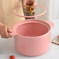 Casserole en céramique binaurale, résistante aux hautes températures, antiadhésive, avec couvercle en verre, design moderne et minimaliste, compatible gaz et feu ouvert